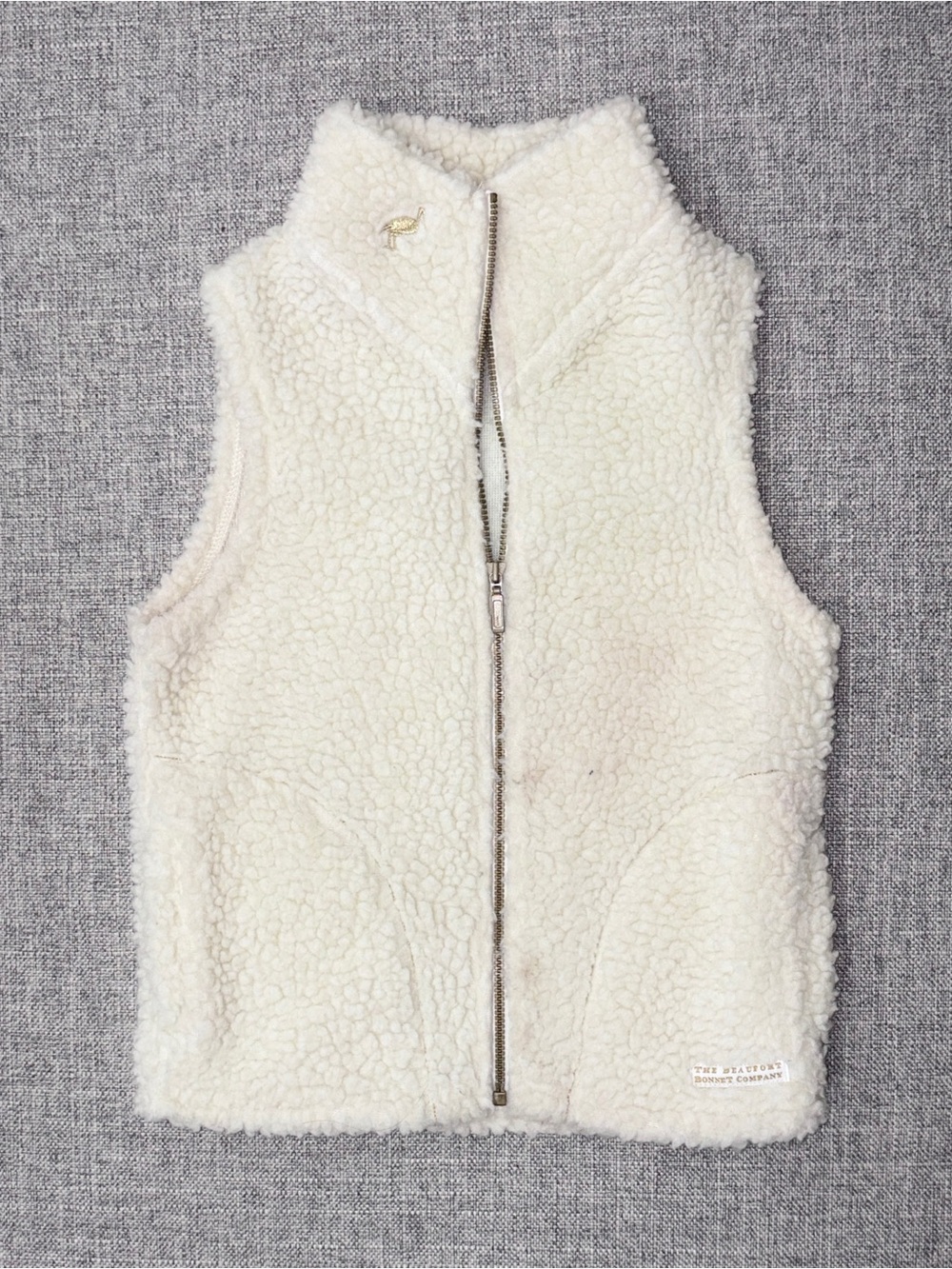 The Beaufort Bonnet Company Cream Sherpa Zip Vest size 5